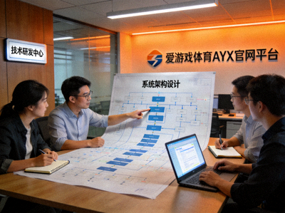 爱游戏体育AYX官网平台技术研发团队正在协作讨论系统架构图
